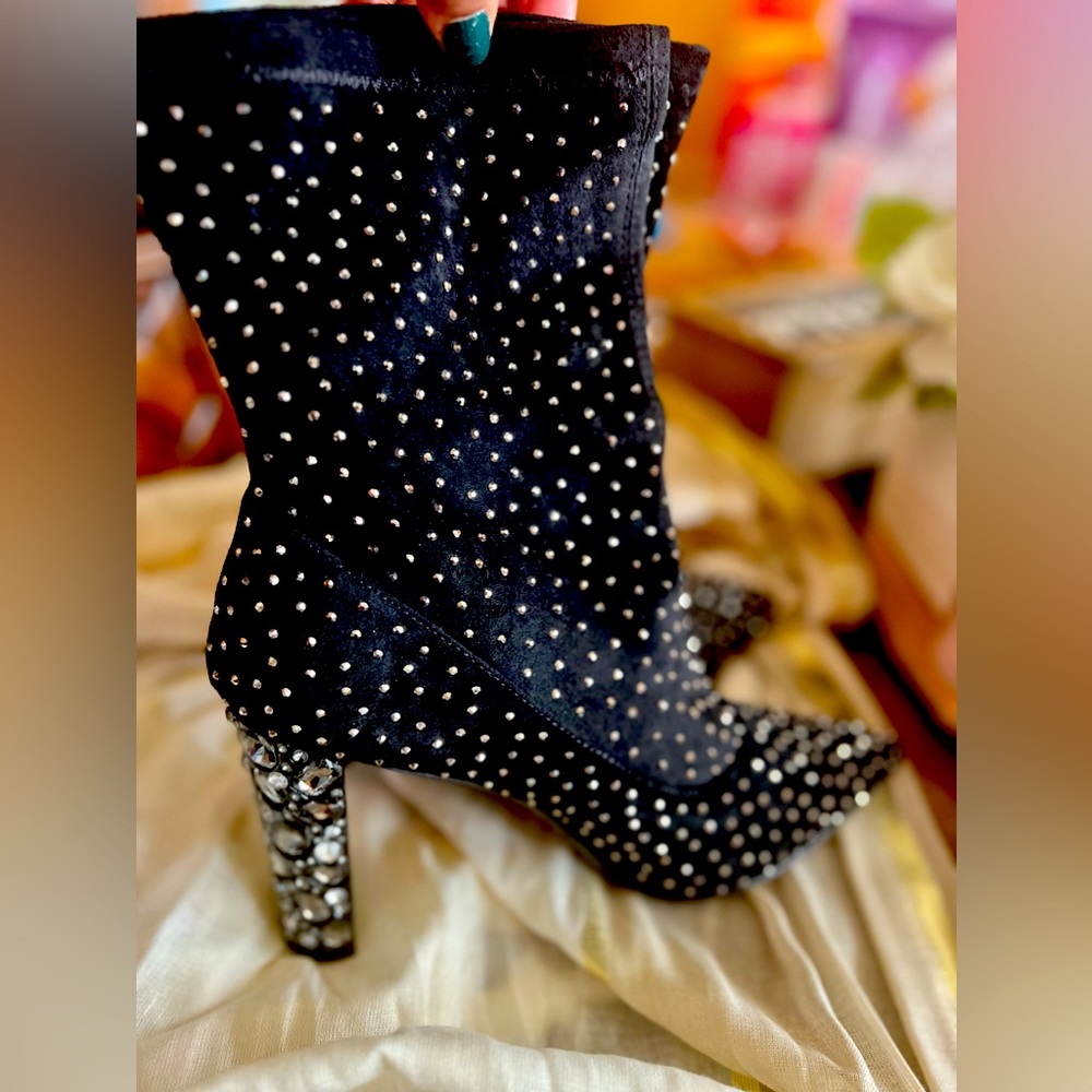 Black studded booties